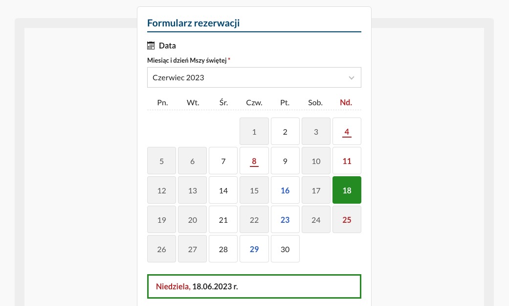 Rezerwacja Mszy świętej online